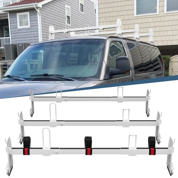 Neorexon Universal Van Roof Rack 3 Bar Set, Adjustable Length