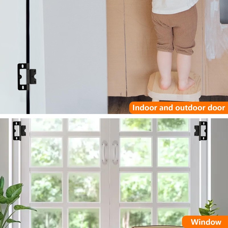 WangChaoJiu 8 Pcs Black Modern Non-Mortise No Noise Bifold Door