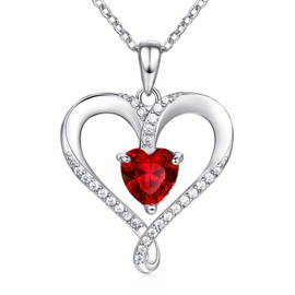 AM ANNIS MUNN 18K White Gold Infinity Heart Necklace, Birthstone Necklace for Women Filled 925 Sterling Silver, Diamond Jewelry for Womens Birthday Gifts for Women Wife