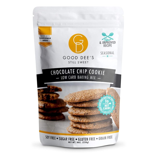Good Dee’s Chocolate Chip Cookie Mix – Low carb, Keto friendly, Sugar free, Gluten free, Grain Free, No Nuts, Diabetic friendly, WW Friendly, 1g net carbs, 12 servings