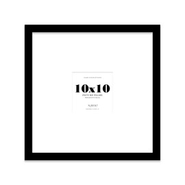 10x10" Square Picture Frame, Display Pictures 6x6" With Mat or 10x10" Without Mat, Wall Hanging & Free Standing Photo Frame, Black, 1 Pack