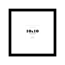 10x10" Square Picture Frame, Display Pictures 6x6" With Mat or 10x10" Without Mat, Wall Hanging & Free Standing Photo Frame, Black, 1 Pack