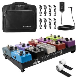 STRICH Guitar Pedal Board with Built-in Power Supply, Pedal Board 15 x 7.8" Lightweight Aluminum Alloy, PedalBoard with Pedal Cables, Bag, Hook Loop Strips PB-MP15