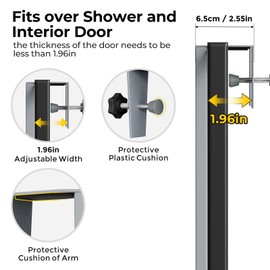 ODesign Over The Door Shower Caddy, 3-Tier Adjustable Hanging Shower Caddy with Soap Holder & 4 Hooks, Rustproof Bathroom Shower Organizer with Suction Cup,Shower Rack for Shampoo Razor, Slate-Grey