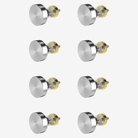FOCMKEAS 8 PCS 16mm(0.63") Mirror Screws, Brass Decorative Caps Cover Fasteners, Metal Mirror Nails, Polished Flat Silver Lid (Brushed Effect)
