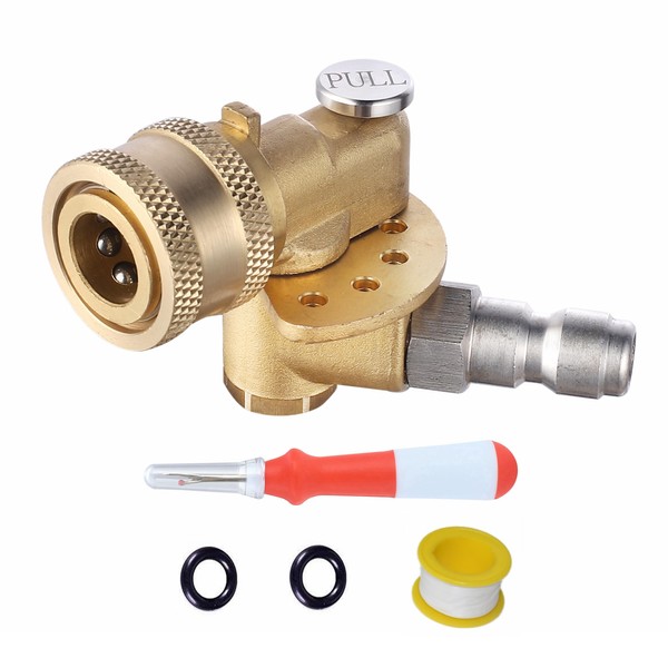 Meteor Blast Quick Connecting Pivoting Brass Coupler Attachment 120 Degree with 5 Angles and Safety Lock for Pressure Washer Spray Nozzle, Cleaning Hard to Reach Area Max 5000 PSI 1/4 Inch Plug