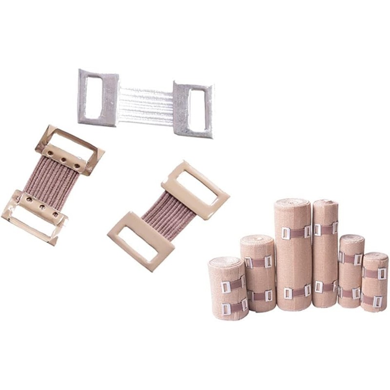 10 Pcs White/Coffee Bandage Wrap Stretch Metal Clips Fixation Clamps