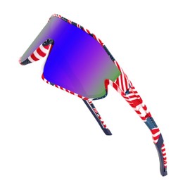 FEISEDY Unisex Youth Sunglasses, Teens Baseball Tennis Sunglasses, UV400 Sports Boys Girls Cycling Shades B4064 (Stars&stripes Style/Blue Lens)