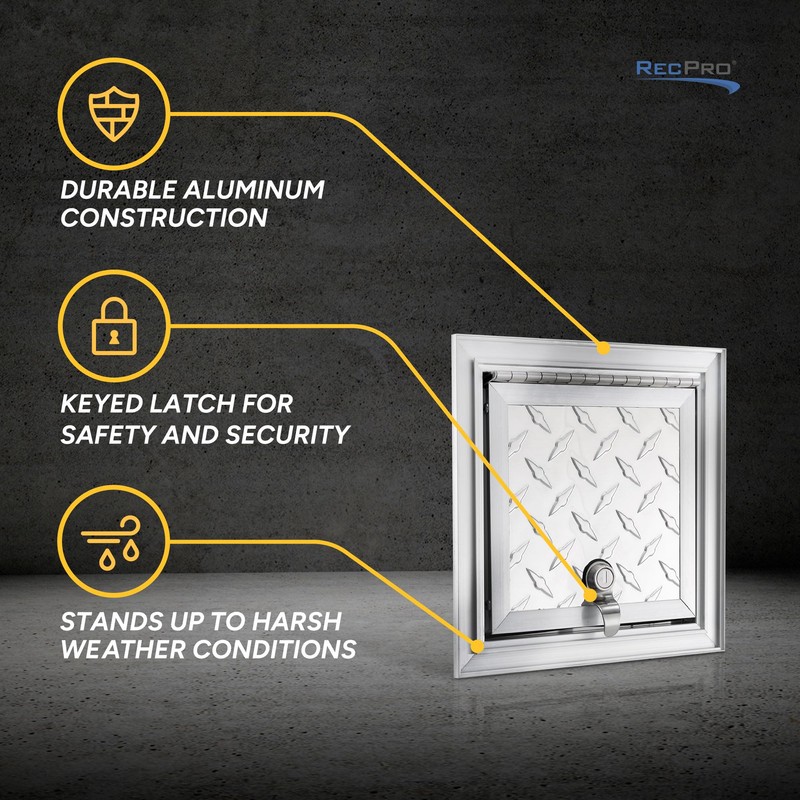 RecPro RV Square Baggage Door | Diamond Surface Plate |