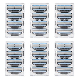 Pack of 24 Mach 3 Razor Blades, Double Coated Stainless Steel Razor Blades for Men, 3-Layer Blades for Precise Cut and Manual Shaving, Ideal for All Beard Types, Replacement Razor Blades