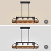 WUZUPS 4-Light Metal Pot Hanging Rack Chandelier Imitation Wood Grain