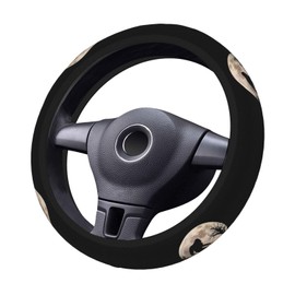 YXYKEI Funny Bigfoot Sasquatch Full Moon Universal 15 inch Car Steering Wheel Cover - Polyester, Anti-Slip, Sweat-Absorbing, Skin-Friendly, UV & Scratch Protection, Easy Installation, Stylish Design