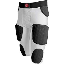 Cramer Hurricane 7 Pad Football Girdle, with Thigh, Hip and Tailbone Pads, Football Pants with Foam Padding for Extra Protection, Football Practice Gear with Intergrated Girdle, White, Large