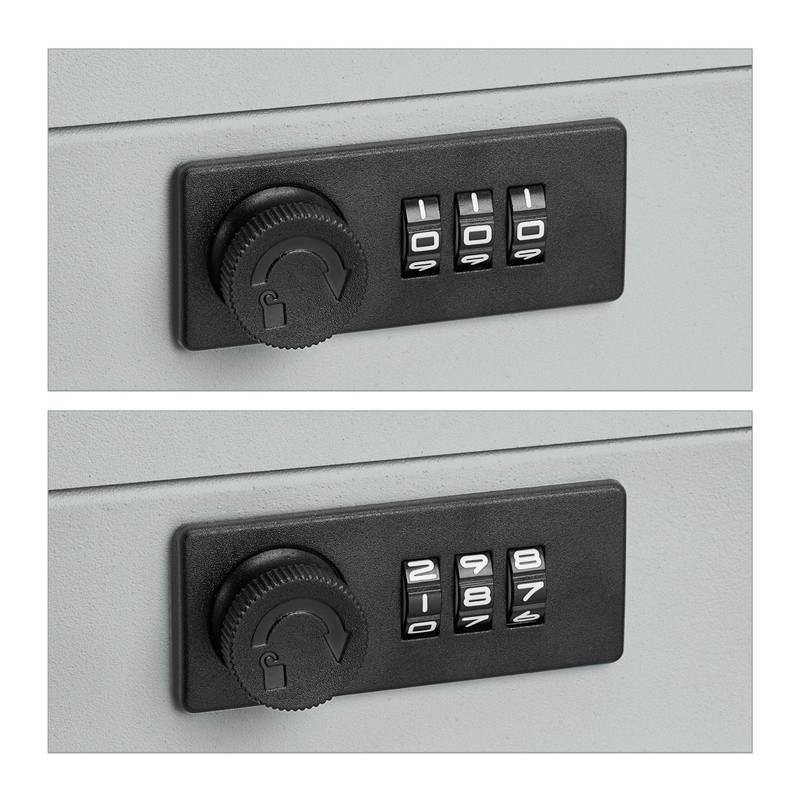 Relaxdays Cash Box, 3-Digit Number Combination, Coin Insert, Iron Money