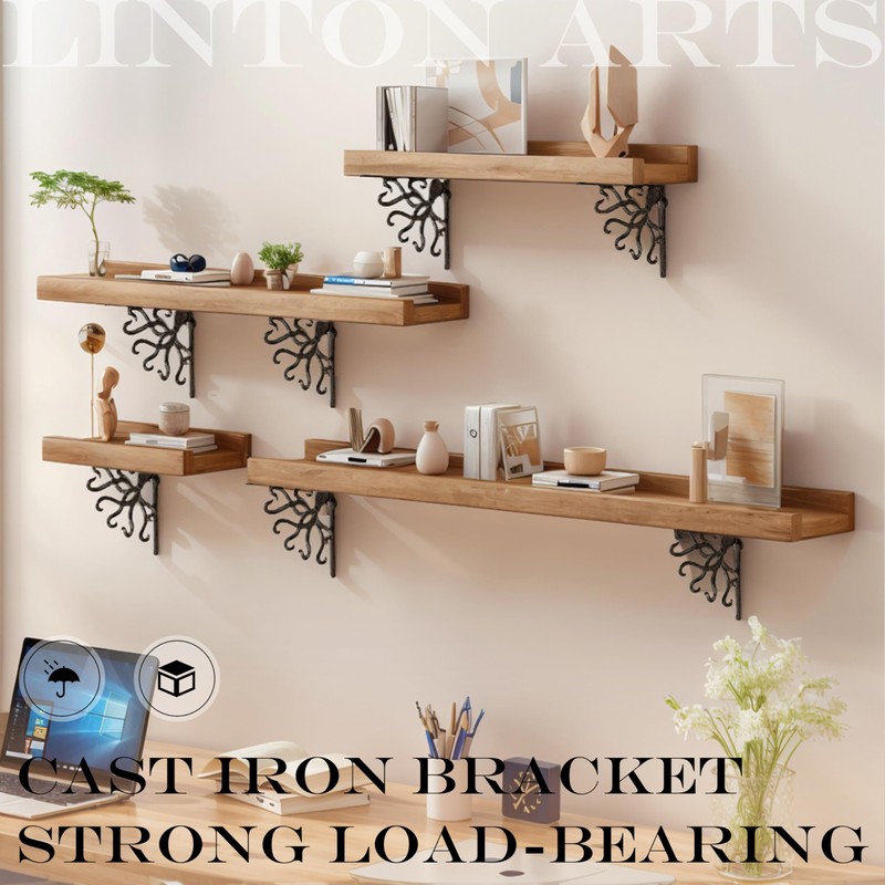 Linton Arts Octopus Cast Iron Shelf Brackets – 7.04"x7.04" Decorative