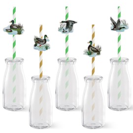 kreat4joy Duck Hunting Party Supplies, 50pcs Duck Hunting Paper Straws for Mallard Duck Party Favors Decorations Birthday Baby Shower Party