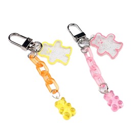 MAHE Kawaii Bear Backpack Decoration Pendant for Girls, Cute Cartoon Keychain for Airtag Bag Handbag School Bag Purse (E-Yellow Red), S, Yellow / red