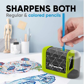 POWERME Electric Pencil Sharpener Battery Powered for Kids, School, Home, Office, Classroom, Colored Pencils, Ideal for No. 2