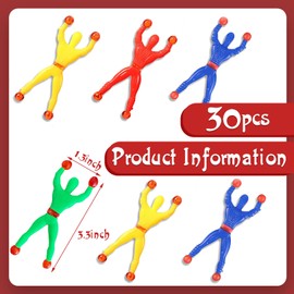 30 Pcs Sticky Men Window Crawler Men, Multicolored Sticky Wall Climbers, Stretchy Men Party Bag Fillers Sticky Toys for Kids Unisex Classroom Rewards Prizes Novelty Toys Parcel Gifts for Boy Girls