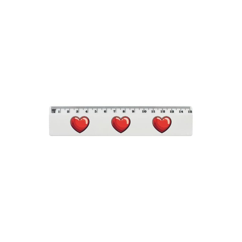 'Valentine's Heart' 15cm (6 Inch) White Plastic Ruler (RL00092343)