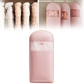 Space Saving Hanging Garment Bag with Self Compression Zipper, Space Saver Clothes Bags Storage for Down Coat, Dust Cover Closet Organizers (XL)