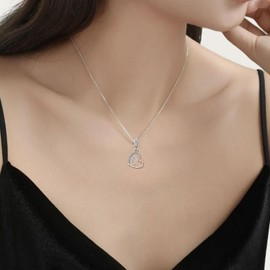 KunBead 18 inch Initial V Letter Rose Heart 26 Alphabet Love Charm Birthday Pendant Necklace for Women