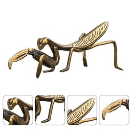 Metal Mantis Brass Praying Mantis Mini Fairy Garden Animal Figurines Lawn Patio Tree Ornaments Sculpture Micro Landscape Ornaments for Backyard Desk