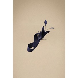 BABEYOND Fascinator Headband for Women - Tea Party Headpiece Kentucky Feather Fascinators Bridal Wedding Ribbon Hair Clip Navy Blue