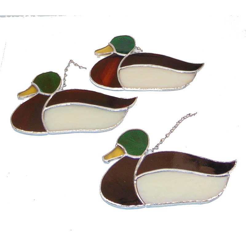 Handmade Mallard Duck Stained Glass Window Decor Ornament