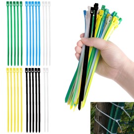 100PCS Cable Ties, Premium Nylon Zip Ties Wraps Reusable Cable Ties Heavy Duty 200mm × 4.6mm Blue/Yellow/Green/Black/White for Home Garden Office DIY