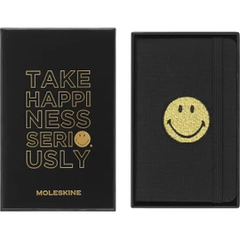 Moleskine - Limited Edition Smiley Plain Notebook with Collector's Box, Hard Cover and Elastic Closure Journal, Size Extra Small 6.5 x 10.5 cm, Colour Black