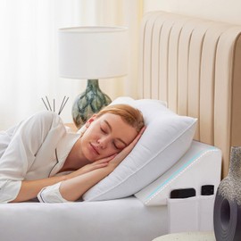 Bedluxe King Wedge Pillow Headboard, Bed Wedge Pillow for Headboard, Foam Headboard Pillow, Bed Gap Filler King - Fill The Gap (0-7") Between Headboard and Mattress (White, 76"x10"x6")