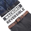 MACBORO Big Buckle Reversible Leather Belt | TSA Approved, Hypoallergenic,