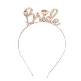 Bride Headband Bachelorette Party Wedding Rose Gold Bride To Be Decoration Bride Hair Accessories Dress Bachelorette Crown with Rhinestones Bride To Be Tiara Sign Decors