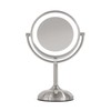 JERDON Lighted Tabletop Mirror with 10X/1X Magnification - LED Lighted