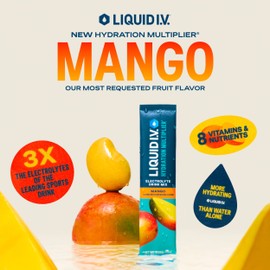 Liquid I.V.® Hydration Multiplier - Mango | Electrolyte Powder Drink Mix | 3 Pack (48 Servings)