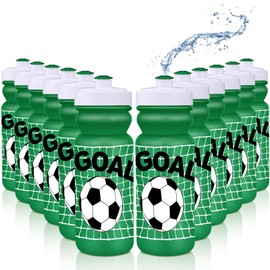 Nitial 12 Pack Soccer Water Bottles Bulk 20 oz Reusable Squeeze Water Bottles Plastic Sports Bottle with Pull Cap Sports Gifts Tumbler for Travel Gym Party Supplies (Green)