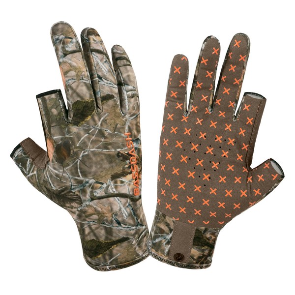 BASSDASH Unisex Fingerless Fleece Liner Camo Hunting Gloves for Cold