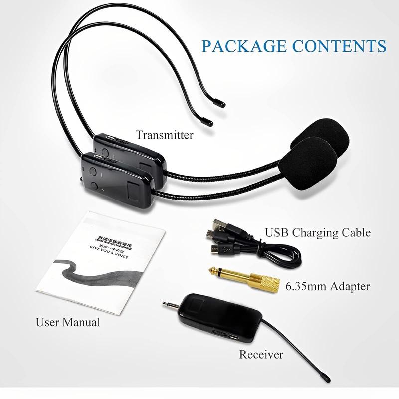 HUACAM Wireless UHF Microphone Professional 50 m Stable Transmission Head