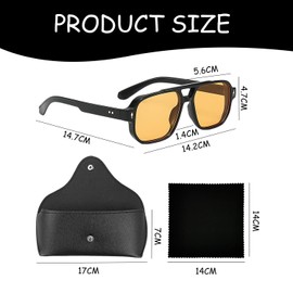 YSJCHEBS 1 Glasses, 1 Storage Box, 1 Glasses Cloth, Men's Sunglasses, Square Fashion Sunglasses, Classic Glasses for Men and Women, Black Framed Orange Slices