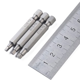 Fongmore 6Pcs 1/4 Inch Shank Long Magnetic Square Head Screwdriver Bits Set Power Tools SQ1 SQ2 SQ3 (50mm)