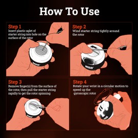 NSD Essential Crystal Spinner Gyro Ball | Grip Strengthener for Forearms, Wrist & Hands | String Start Design, Up to 18,000 RPM | Portable Wrist Trainer & Workout Equipment | Ideal for Desk Workers, Athletes & Musicians