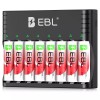EBL 8pcs AA Li-ion Rechargeable Batteries 1.5V 3000mWh + Battery