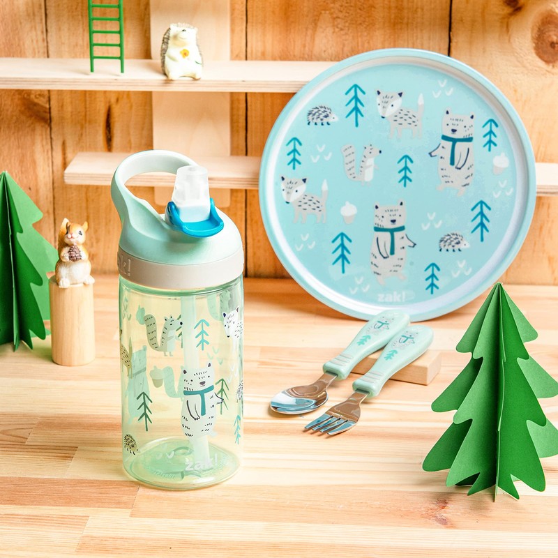Zak Designs 5-Piece Dinnerware Set, Forest Friends - Durable Plastic