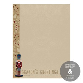 Faux Kraft Nutcracker Holiday Letterhead / 50 Letterhead Sheets / 8.5" x 11" Christmas Paper/Seasons Greetings Winter Design