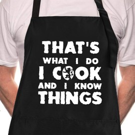 Funny Grilling BBQ Black Chef Aprons for Men Women, Adjustable Kitchen Cooking Aprons with 2 Pockets