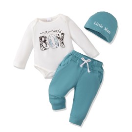 Renotemy 3-6 Months Baby Boy Clothes Winter Fall Spring Infant Boy Outfits Shower Gifts White Romper Baby Boy's Clothing Blue Baby Boys Clothes 3-6 Months