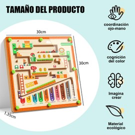 QIUZSE Juguete Montessori Laberinto Magnético,Magnetic Color and Number Maze,Tablero magnetico Que desarrollan coordinación Ojo-Mano y concentración. (Setas)