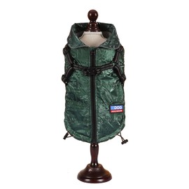 HDKUW Small Dog Harness Jacket, Letters Pattern Reflective Dog Raincoat, Windproof Dog Cold Weather Coat, Pet Coat Vest for Small Dogs Puppy Green L