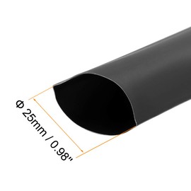 sourcing map Heat Shrink Tubing, 41mm Flat Width 25mm Dia 2:1 rate Shrinkable Tube Cable Sleeve 2m - Black